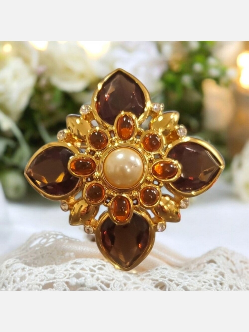 Joan Rivers Magnificent Jeweled Maltese Cross Brooch
